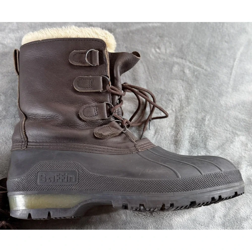 Baffin Winter Snow Boots Mens 11 Leather Waterproof Duck Insulated Faux Fur